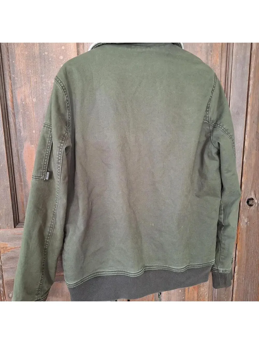 VTG Y2K, Hollister Co. / Abercrombie, military olive bomber jacket, sherpa, L